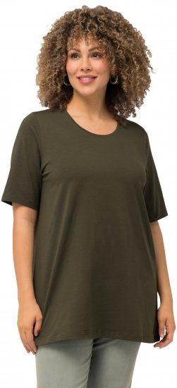 Ulla Popken Essential Round Neck Stretch Tee Forest Green - Tričká - 