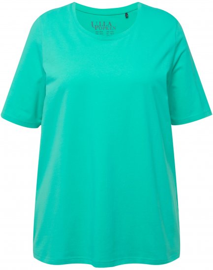 Ulla Popken Essential Round Neck Stretch Tee Turquoise - Tričká - 