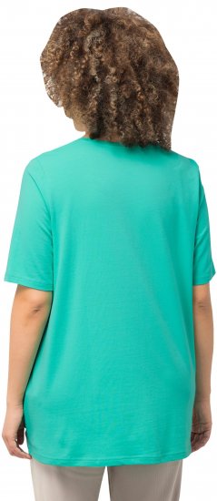 Ulla Popken Essential Round Neck Stretch Tee Turquoise - Tričká - 