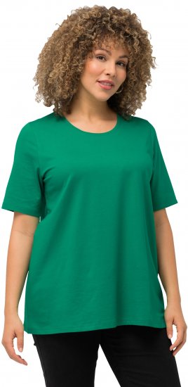 Ulla Popken Essential Round Neck Stretch Tee Emerald Green - Tričká - 