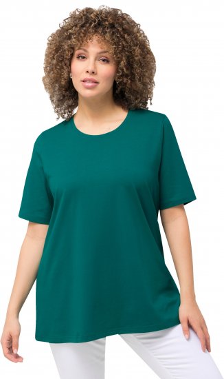 Ulla Popken Essential Round Neck Stretch Tee Dark Emerald - Tričká - 