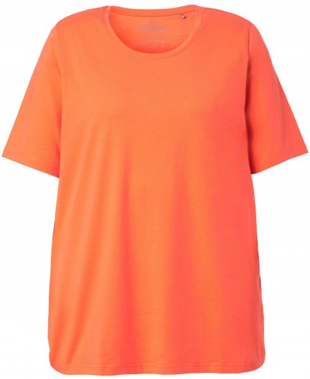 Ulla Popken Essential Round Neck Stretch Tee Coral Pink - Tričká - 