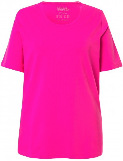 Ulla Popken Essential Round Neck Stretch Tee Magenta Pink - Tričká - 