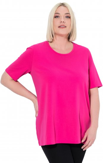 Ulla Popken Essential Round Neck Stretch Tee Magenta Pink - Tričká - 