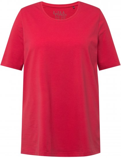 Ulla Popken Essential Round Neck Stretch Tee Dark Pink - Tričká - 