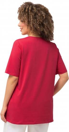 Ulla Popken Essential Round Neck Stretch Tee Dark Pink - Tričká - 