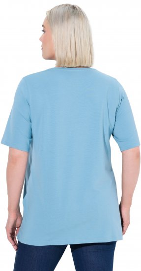 Ulla Popken Essential Round Neck Stretch Tee Light Teal - Tričká - 