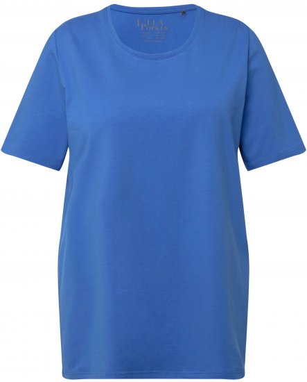Ulla Popken Essential Round Neck Stretch Tee Denim Blue - Tričká - 