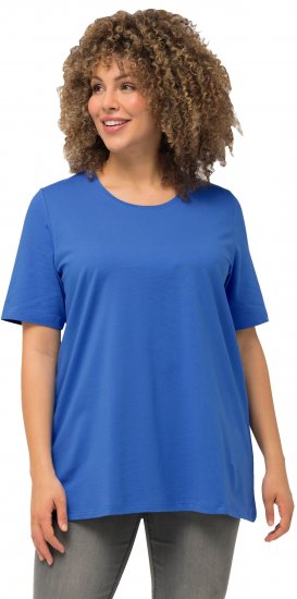 Ulla Popken Essential Round Neck Stretch Tee Denim Blue - Tričká - 