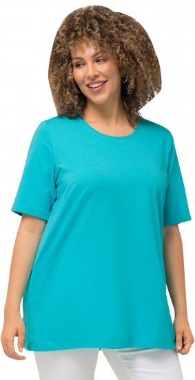 Ulla Popken Essential Round Neck Stretch Tee Deep Aqua - Tričká - 