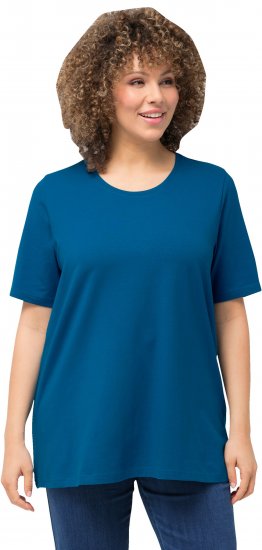 Ulla Popken Essential Round Neck Stretch Tee Medium Blue - Tričká - 
