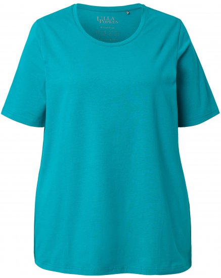 Ulla Popken Essential Round Neck Stretch Tee Teal - Tričká - 