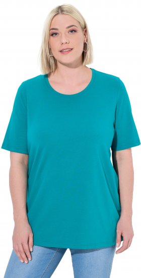 Ulla Popken Essential Round Neck Stretch Tee Teal - Tričká - 