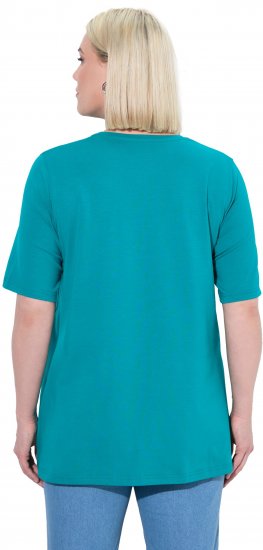 Ulla Popken Essential Round Neck Stretch Tee Teal - Tričká - 