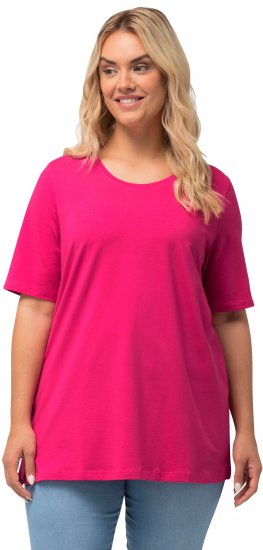 Ulla Popken Essential Round Neck Stretch Tee Fuchsia Pink - Tričká - 