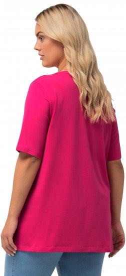 Ulla Popken Essential Round Neck Stretch Tee Fuchsia Pink - Tričká - 