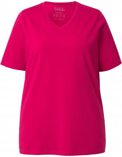 Ulla Popken Essential V-Neck Stretch Tee Dark Raspberry - Tričká - 