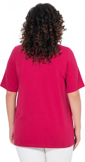 Ulla Popken Essential V-Neck Stretch Tee Dark Raspberry - Tričká - 