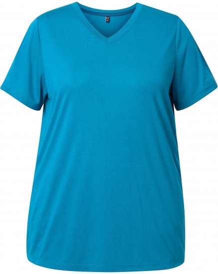 Ulla Popken Functional Antibacterial Finish V-Neck Short Sleeve Knit Top Opal Green - Tričká - 