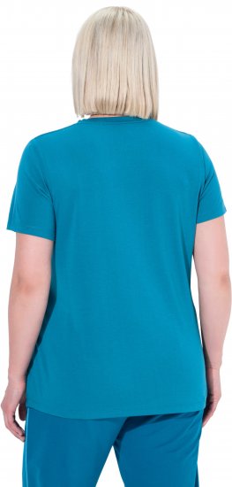 Ulla Popken Functional Antibacterial Finish V-Neck Short Sleeve Knit Top Opal Green - Tričká - 