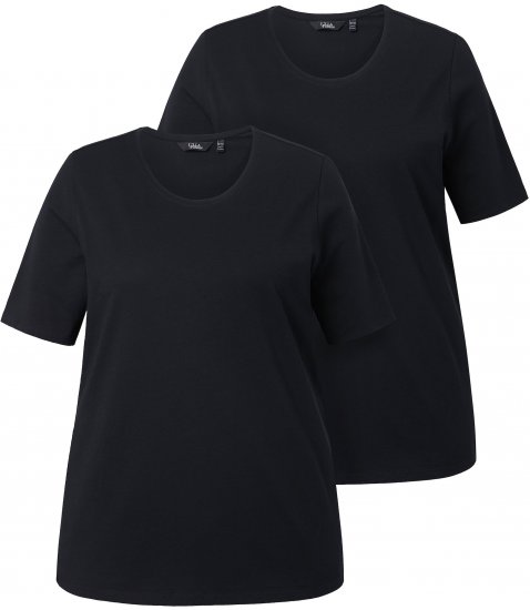 Ulla Popken Scoop Neck Short Sleeve Tee Black - Tričká - 
