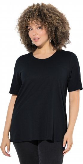 Ulla Popken Scoop Neck Short Sleeve Tee Black - Tričká - 