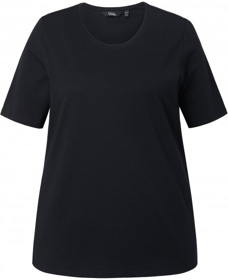 Ulla Popken Scoop Neck Short Sleeve Tee Black - Tričká - 