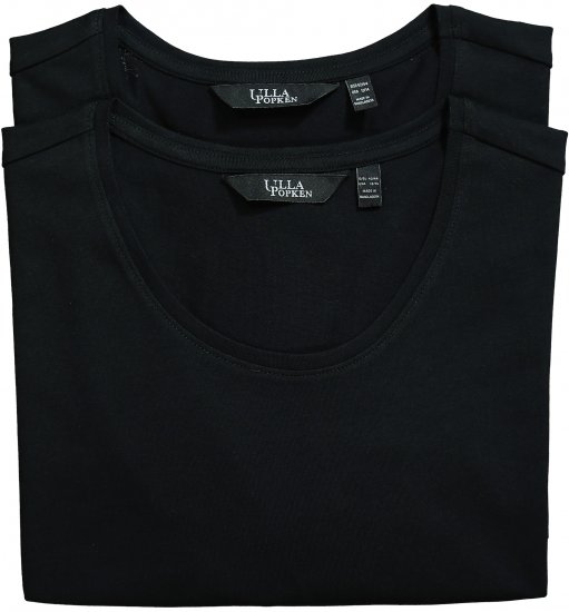 Ulla Popken Scoop Neck Short Sleeve Tee Black - Tričká - 