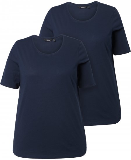 Ulla Popken Scoop Neck Short Sleeve Tee Navy - Tričká - 