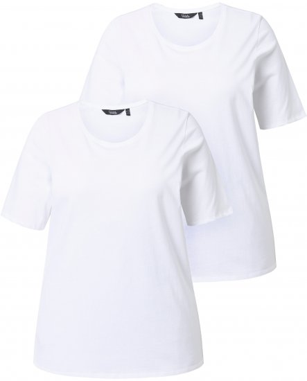 Ulla Popken Scoop Neck Short Sleeve Tee White - Tričká - 