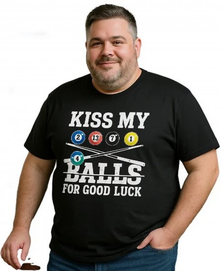 Espionage T436 Good Luck Kiss Printed T-Shirt Black - Tričká - Nadrozmerné tričká - 2XL-14XL