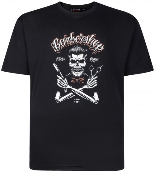 Espionage T437 Barbers Shop Printed T-Shirt Black - Tričká - Nadrozmerné tričká - 2XL-14XL