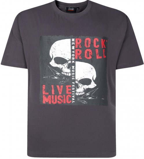 Espionage T437 Rock N' Roll Printed T-Shirt Charcoal - Tričká s potlačou - Tričká s potlačou - 2XL-8XL