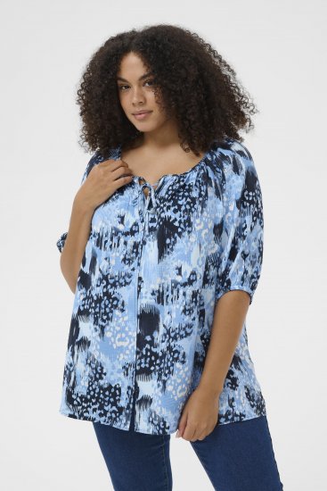Kaffe Curve Aliana Tunic Blue Flower Animal - Tuniky - 