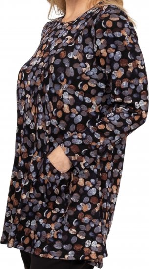Scandinavian Caramel Flower Petals Tunic Copper and Blue - Potlačené tričká pre ženy - 