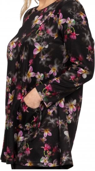 Scandinavian Caramel Flowers Tunic Red and Pink - Potlačené tričká pre ženy - 