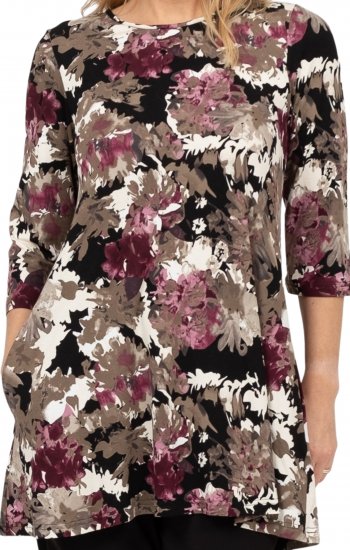 Scandinavian Caramel Flower Petals Tunic Brown - Potlačené tričká pre ženy - 