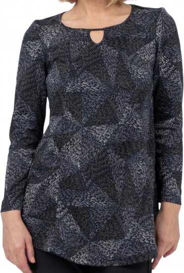 Scandinavian Caramel Triangles Tunic Dark Blue - Potlačené tričká pre ženy - 