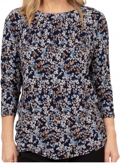 Scandinavian Caramel Tiny Flower Petals Blouse Light Blue - Potlačené tričká pre ženy - 