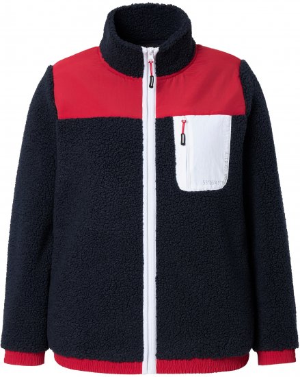 Ulla Popken Color Block Teddy Fleece Jacket Navy - Mikiny & mikiny bez kapucne - 