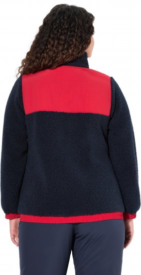 Ulla Popken Color Block Teddy Fleece Jacket Navy - Mikiny & mikiny bez kapucne - 