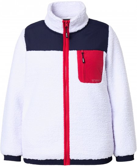 Ulla Popken Color Block Teddy Fleece Jacket Snow White - Mikiny & mikiny bez kapucne - 
