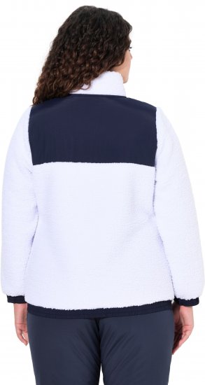 Ulla Popken Color Block Teddy Fleece Jacket Snow White - Mikiny & mikiny bez kapucne - 