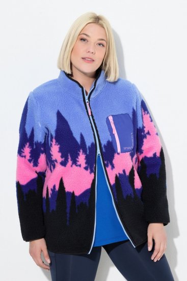 Ulla Popken Alpine Landscape Fleece Jacket Cloud Blue - Mikiny & mikiny bez kapucne - Pohodlné mikiny, hoodie a pletené svetre