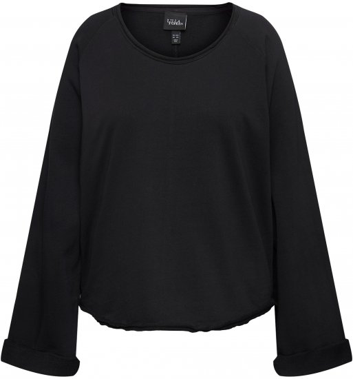 Ulla Popken Rolled Edge Long Sleeve Sweatshirt Black - Mikiny & mikiny bez kapucne - 