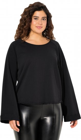 Ulla Popken Rolled Edge Long Sleeve Sweatshirt Black - Mikiny & mikiny bez kapucne - 