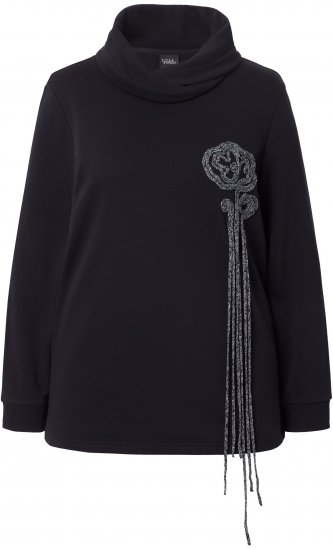 Ulla Popken Ribbon Detail Turtleneck Sweatshirt Black - Mikiny & mikiny bez kapucne - 