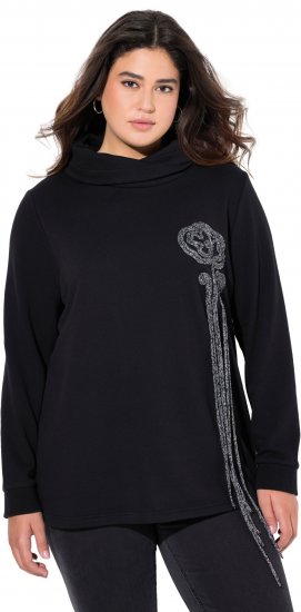Ulla Popken Ribbon Detail Turtleneck Sweatshirt Black - Mikiny & mikiny bez kapucne - 