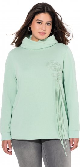Ulla Popken Ribbon Detail Turtleneck Sweatshirt Mint Green - Mikiny & mikiny bez kapucne - 