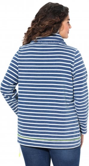 Ulla Popken Striped Turtleneck Neon Detail Sweatshirt Indigo Denim - Mikiny & mikiny bez kapucne - 